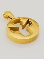 Durchbrochener Anhänger Schutzengel Edelstahl Goldfarben - 18mm