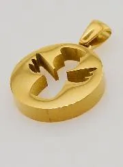 Durchbrochener Anhänger Schutzengel Edelstahl Goldfarben - 18mm