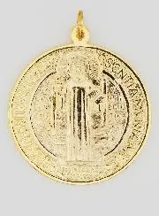 Große Medaille des Heiligen Benedikt Goldfarben - 9.7cm