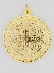 Große Medaille des Heiligen Benedikt Goldfarben - 9.7cm