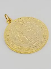 Große Medaille des Heiligen Benedikt Goldfarben - 9.7cm