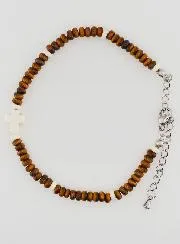 Armband mit Kreuz und Braunen Steinen