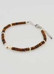 Armband mit Kreuz und Braunen Steinen