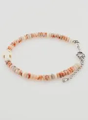 Armband mit Kreuz und Rosa Granit Steinen
