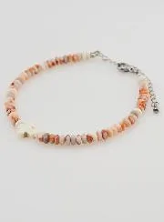 Armband mit Kreuz und Rosa Granit Steinen