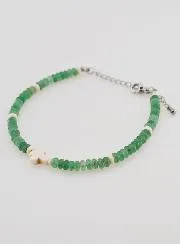 Armband mit Kreuz und Steinen aus Grünem Glas