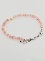 Armband mit Kreuz und Steinen aus Rosa Glas