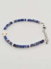 Armband mit Kreuz und Blauen Steinen