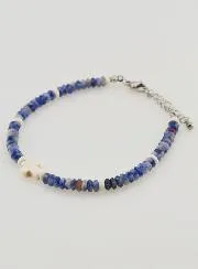 Armband mit Kreuz und Blauen Steinen