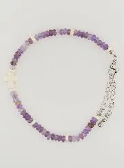 Armband mit Kreuz und Lila Glassteinen