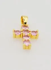 Kreuzanhänger Zirkonia - Rosa