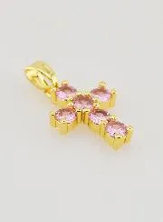 Kreuzanhänger Zirkonia - Rosa