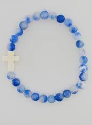 Religiöses Armband mit Kreuz – Blaue Jade