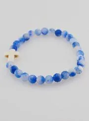 Religiöses Armband mit Kreuz – Blaue Jade