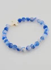 Religiöses Armband mit Kreuz – Blaue Jade