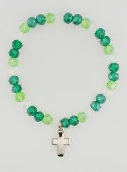 Armband Mit Kreuz und Glasperlen - Grün