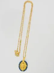Wundertätige Medaille Facettierte Perlen mit Halskette – Blau