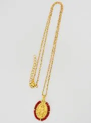 Wundertätige Medaille Facettierte Perlen mit Halskette – Rot