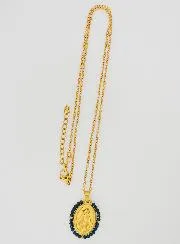 Wundertätige Medaille Facettierte Perlen und Halskette – Dunkelblau