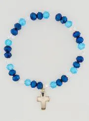 Armband Mit Kreuz und Glasperlen - Blau