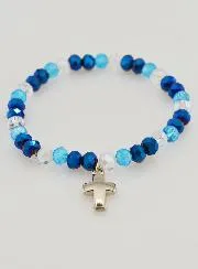 Armband Mit Kreuz und Glasperlen - Blau