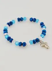Armband Mit Kreuz und Glasperlen - Blau