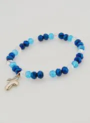 Armband Mit Kreuz und Glasperlen - Blau