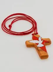 Anhänger Holzkreuz Heiliger Geist an Schnur