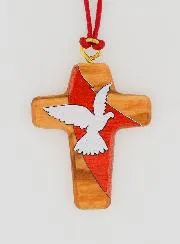 Anhänger Holzkreuz Heiliger Geist an Schnur