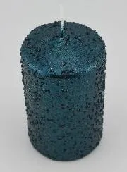 Weihnachtskerze mit Glitzer – Blaugrün