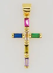 Mehrfarbiger Kreuz Anhänger – 23 mm