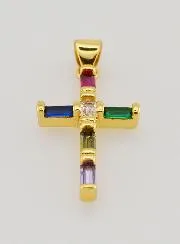 Mehrfarbiger Kreuz Anhänger – 23 mm