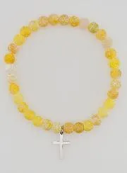 Religiöses Armband mit Kreuz und Achat – Gelb