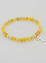 Religiöses Armband mit Kreuz und Achat – Gelb