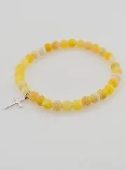 Religiöses Armband mit Kreuz und Achat – Gelb