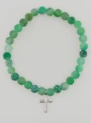 Religiöses Armband mit Kreuz und Achat – Grün
