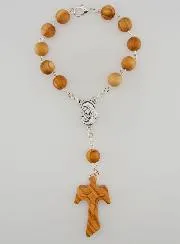 Zehner Rosenkranz aus Olivenholz – Tau-Kreuz