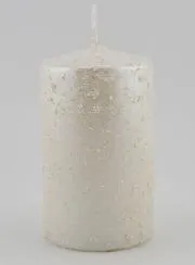 Weihnachtskerze mit Glitzer – Perlweiß
