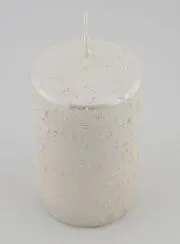 Weihnachtskerze mit Glitzer – Perlweiß