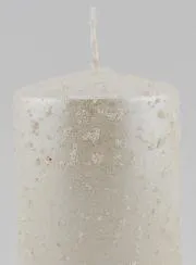 Weihnachtskerze mit Glitzer – Perlweiß