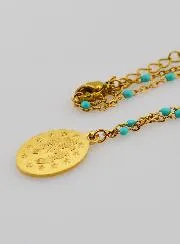 Wundertätige Medaille und Halskette mit Perlen – Türkis