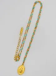 Wundertätige Medaille und Halskette mit Perlen – Türkis