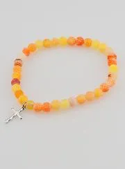 Religiöses Armband mit Kreuz und Achat – Orange