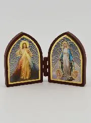 Diptychon Mini Ikone – Jesus und Wundertätige Madonna