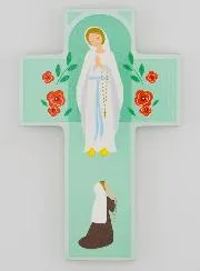 Kinderkreuz aus Holz – Madonna von Lourdes