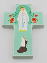 Kinderkreuz aus Holz – Madonna von Lourdes