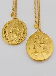 Goldfarbene Wundertätige Medaille mit Kette –  28mm