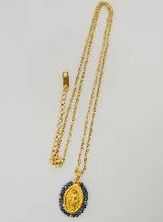 Halskette Wundertätige Medaille – Blaue Perlen