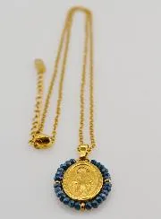 Halskette Wundertätige Medaille – Blaue Perlen