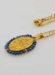 Halskette Wundertätige Medaille – Blaue Perlen